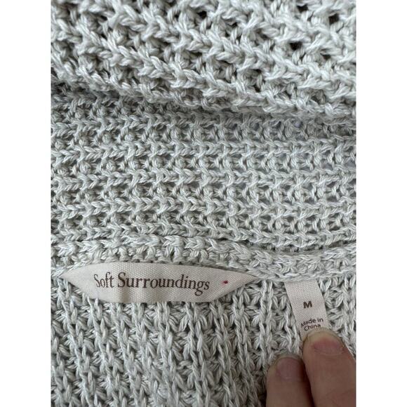 Oversized Cardigan Sweater Beige Waffle-Knit Shell-Style Buttons Medium Cozy - Picture 9 of 10